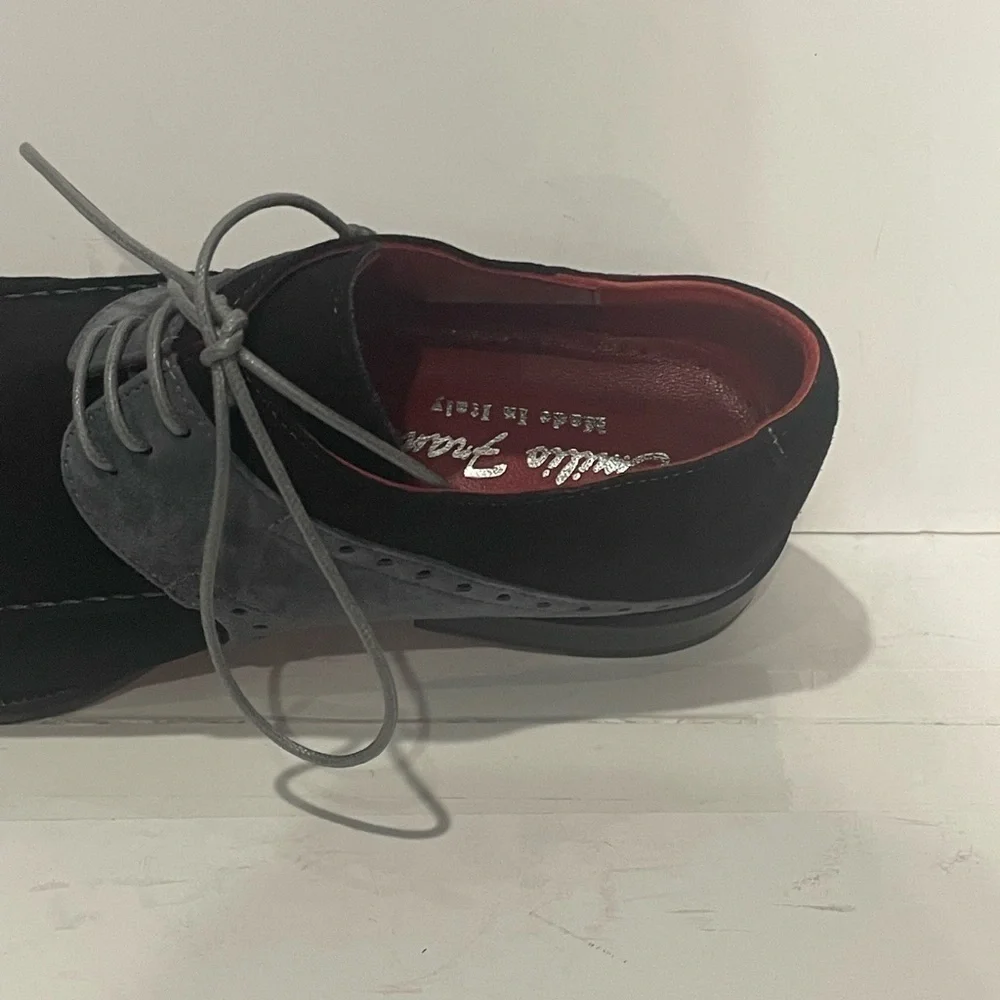 Emilio Franco shoes black/gray suede Oxford point toe